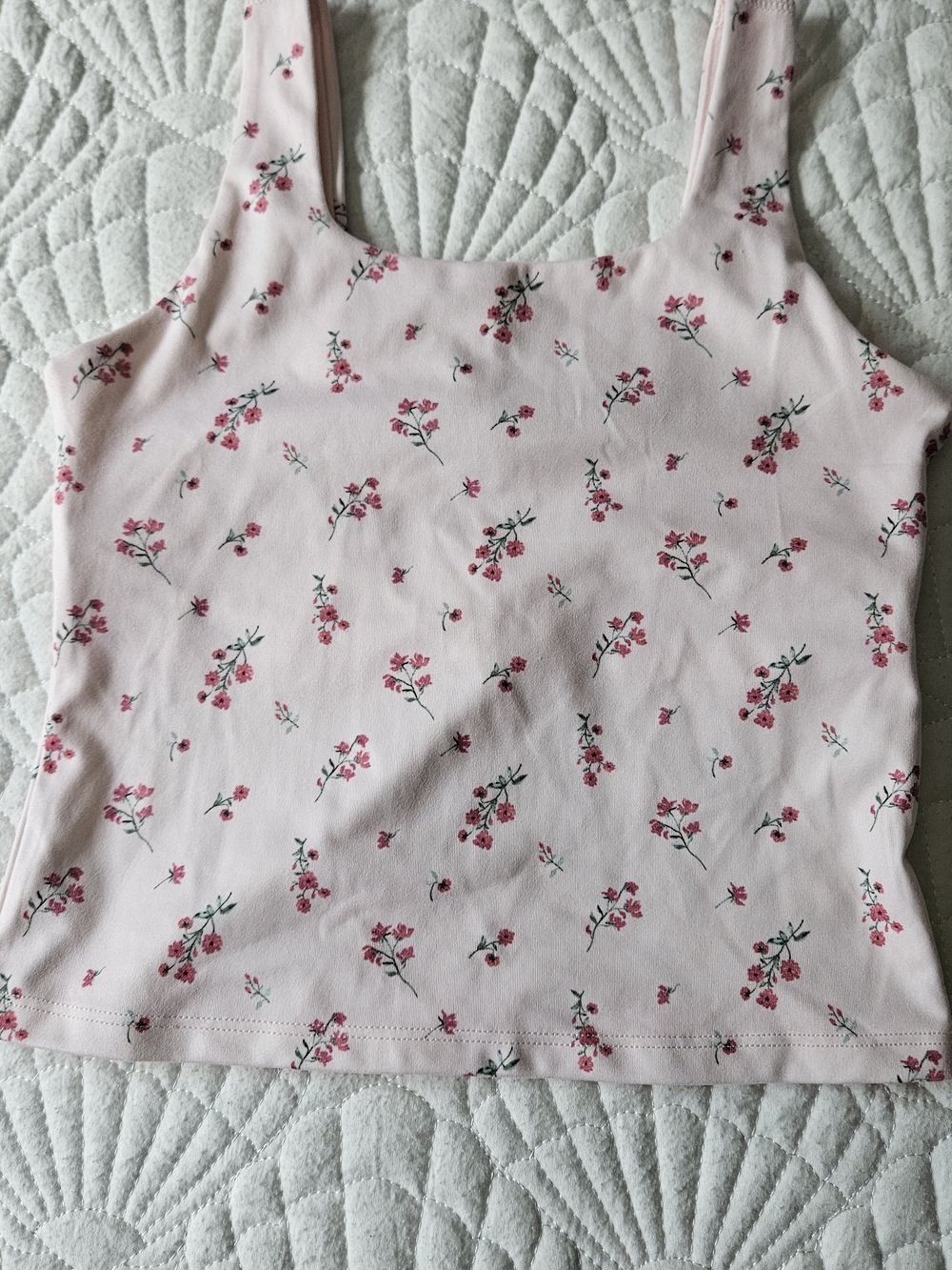 all in motion Pink Floral Square-Neck Tank Top